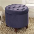 HomePop Round Transitional Wood and Velvet Ottoman with Storage in Purple