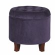 HomePop Round Transitional Wood and Velvet Ottoman with Storage in Purple