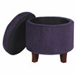 HomePop Round Transitional Wood and Velvet Ottoman with Storage in Purple