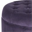 HomePop Round Transitional Wood and Velvet Ottoman with Storage in Purple