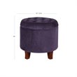 HomePop Round Transitional Wood and Velvet Ottoman with Storage in Purple