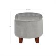 HomePop Round Transitional Wood and Velvet Ottoman with Storage in Gray