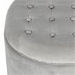 HomePop Round Transitional Wood and Velvet Ottoman with Storage in Gray