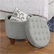 HomePop Round Transitional Wood and Velvet Ottoman with Storage in Gray