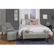 HomePop Round Transitional Wood and Velvet Ottoman with Storage in Gray