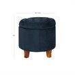 HomePop Round Transitional Wood and Velvet Ottoman with Storage in Dark Blue