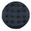 HomePop Round Transitional Wood and Velvet Ottoman with Storage in Dark Blue
