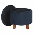 HomePop Round Transitional Wood and Velvet Ottoman with Storage in Dark Blue