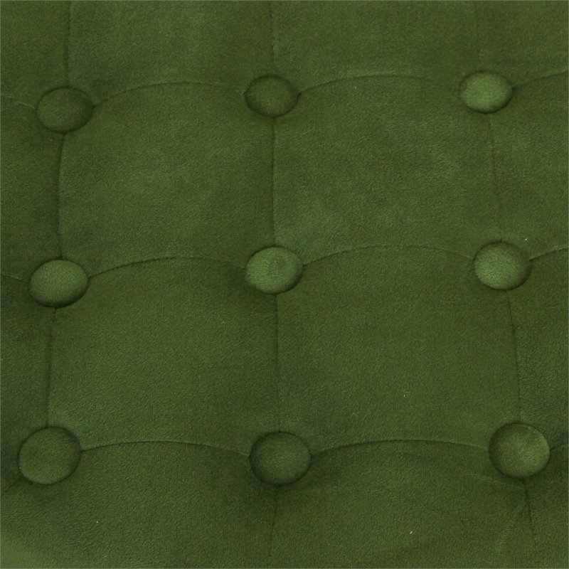 HomePop Round Transitional Wood and Velvet Storage Ottoman in Green