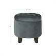 HomePop Round Transitional Wood and Velvet Storage Ottoman in Gray
