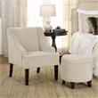 HomePop Round Transitional Wood and Velvet Storage Ottoman in Cream