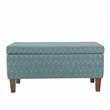 HomePop Transitional Fabric Textured Large Storage Bench in Teal Blue