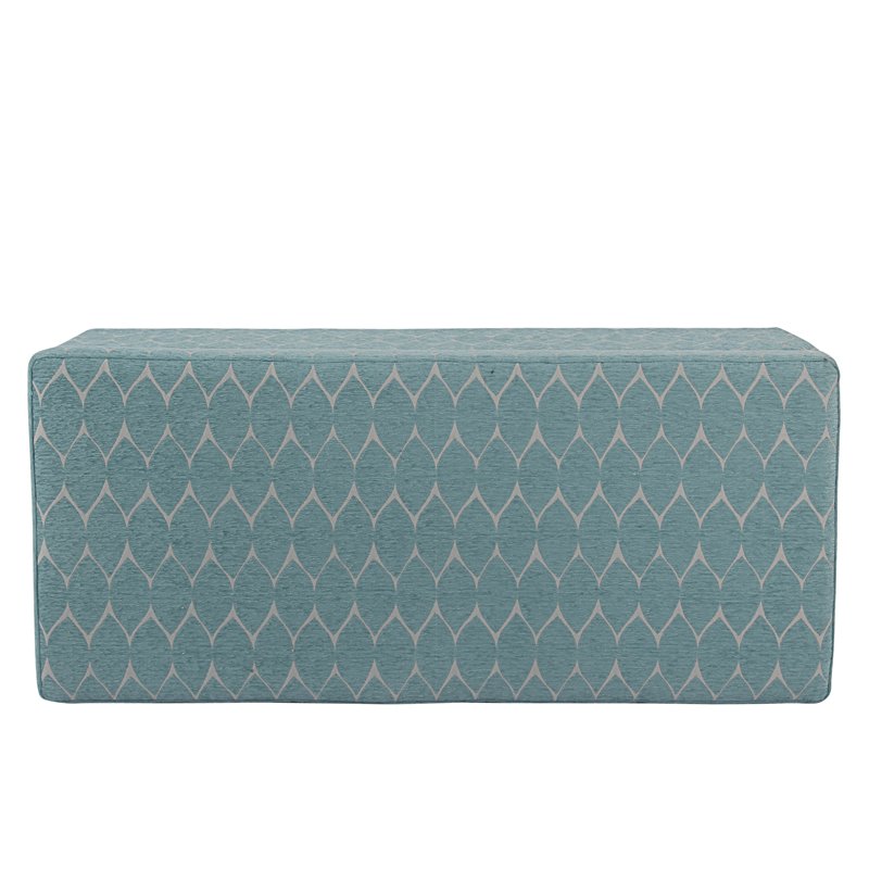 HomePop Transitional Fabric Textured Large Storage Bench in Teal Blue