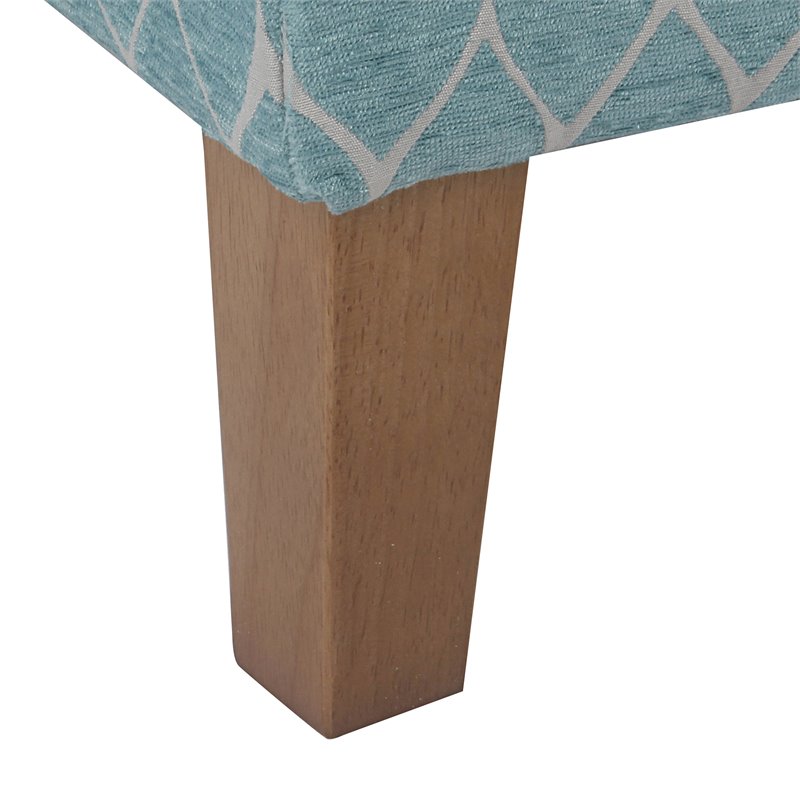 HomePop Transitional Fabric Textured Large Storage Bench in Teal Blue