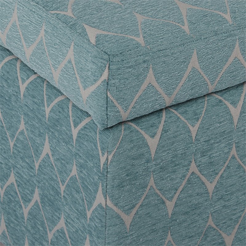 HomePop Transitional Fabric Textured Large Storage Bench in Teal Blue