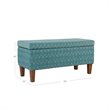 HomePop Transitional Fabric Textured Large Storage Bench in Teal Blue