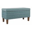 HomePop Transitional Fabric Textured Large Storage Bench in Teal Blue