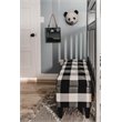 HomePop Fabric Plaid Pattern Large Decorative Storage Bench in Black