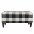 HomePop Fabric Plaid Pattern Large Decorative Storage Bench in Black