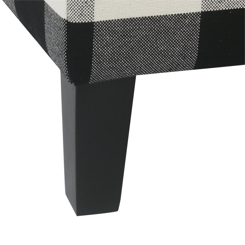 HomePop Fabric Plaid Pattern Large Decorative Storage Bench in Black