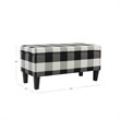 HomePop Fabric Plaid Pattern Large Decorative Storage Bench in Black