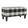 HomePop Fabric Plaid Pattern Large Decorative Storage Bench in Black