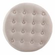 HomePop Round Transitional Wood and Velvet Storage Ottoman in Pink