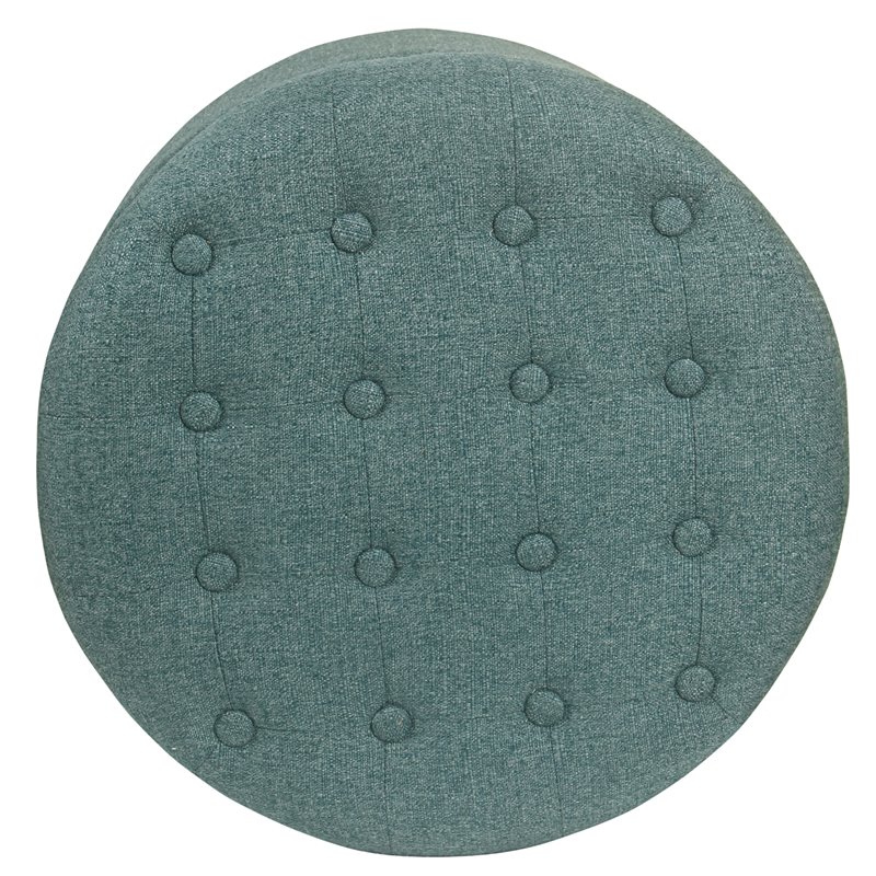 HomePop Boho Transitional Wood and Fabric Storage Ottoman in Teal Blue