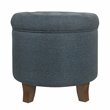 HomePop Boho Transitional Wood and Fabric Storage Ottoman in Indigo Blue