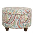 HomePop Round Transitional Cotton Paisley Pattern Storage Ottoman in Multi-Color