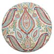 HomePop Round Transitional Cotton Paisley Pattern Storage Ottoman in Multi-Color