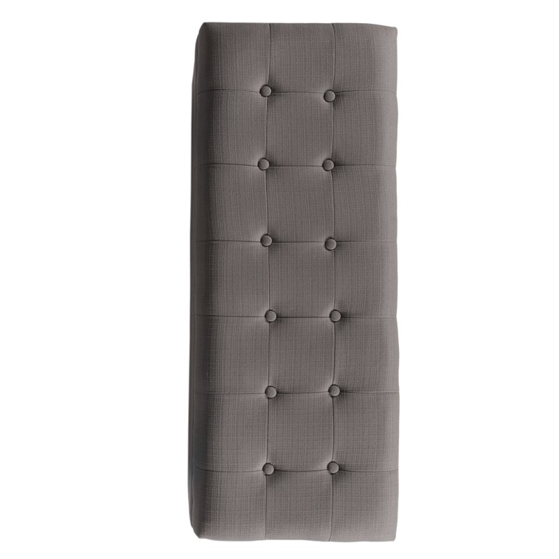 HomePop Traditional Fabric Tufted Large Storage Bench in Gray and Brown