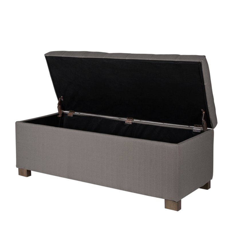 HomePop Traditional Fabric Tufted Large Storage Bench in Gray and Brown