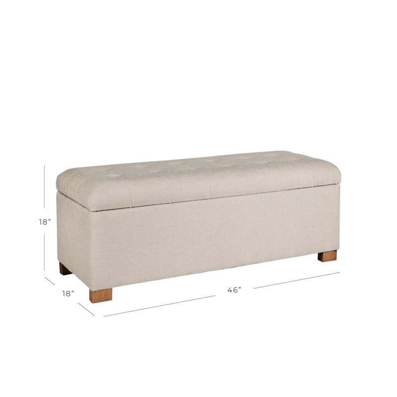HomePop Traditional Fabric Tufted Large Storage Bench in Cream