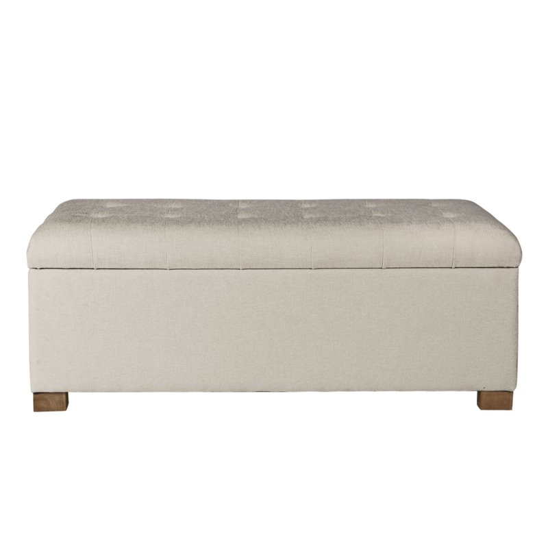 HomePop Traditional Fabric Tufted Large Storage Bench in Cream