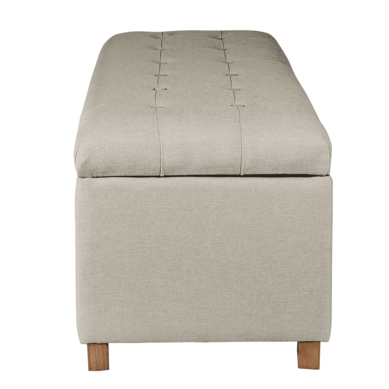 HomePop Traditional Fabric Tufted Large Storage Bench in Cream