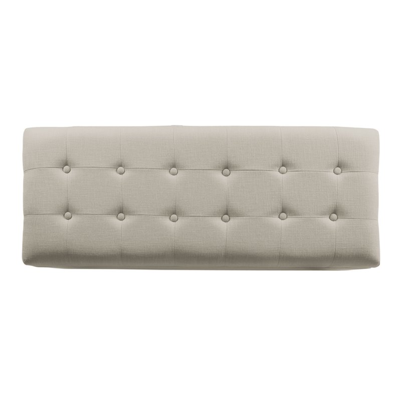 HomePop Traditional Fabric Tufted Large Storage Bench in Cream