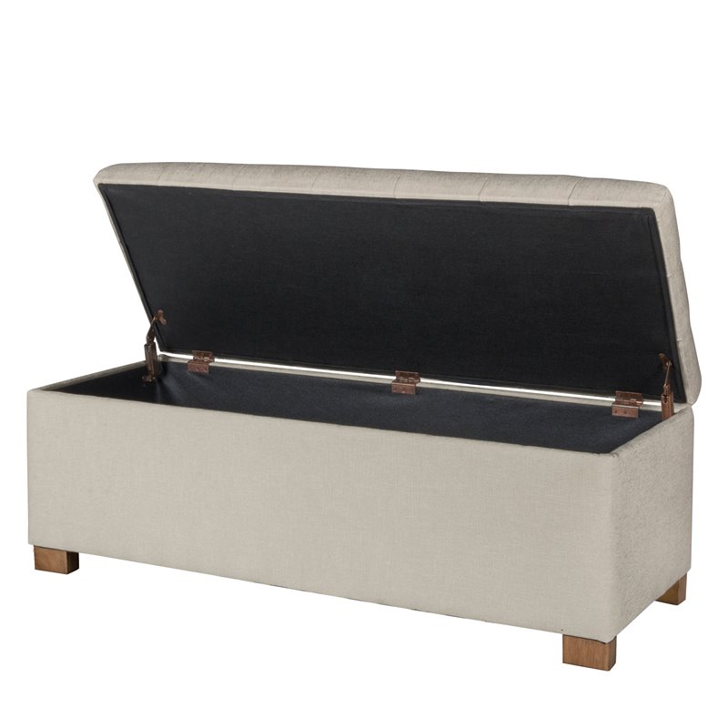 HomePop Traditional Fabric Tufted Large Storage Bench in Cream