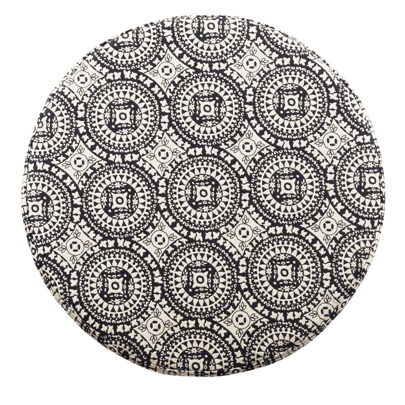 HomePop Suzani Transitional Fabric Fashion Medallion Storage Ottoman in Black