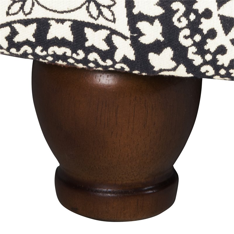 HomePop Suzani Transitional Fabric Fashion Medallion Storage Ottoman in Black