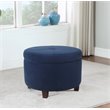 HomePop Transitional Wood and Velvet Large Storage Ottoman in Navy