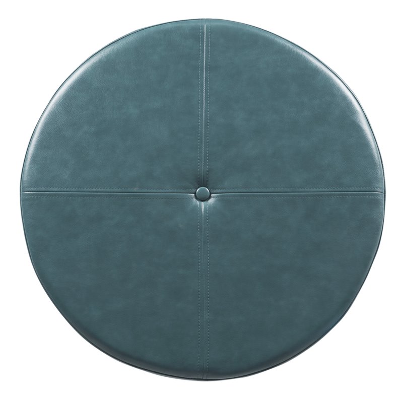 HomePop Transitional Faux Leather Large Storage Ottoman in Blue