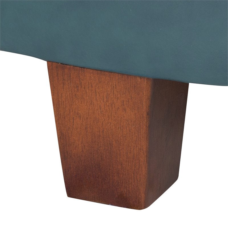 HomePop Transitional Faux Leather Large Storage Ottoman in Blue