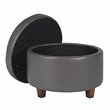 HomePop Transitional Faux Leather Large Storage Ottoman in Gray