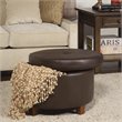 HomePop Transitional Faux Leather Large Storage Ottoman in Brown
