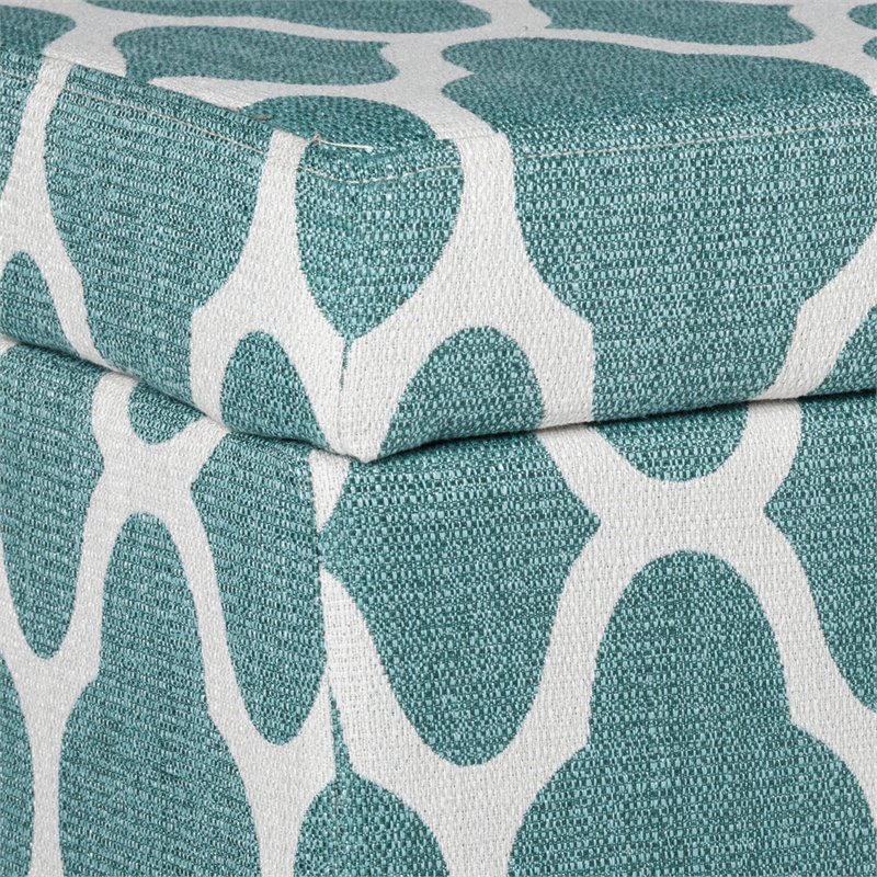 HomePop Transitional Fabric Large Decorative Storage Bench in Teal Blue