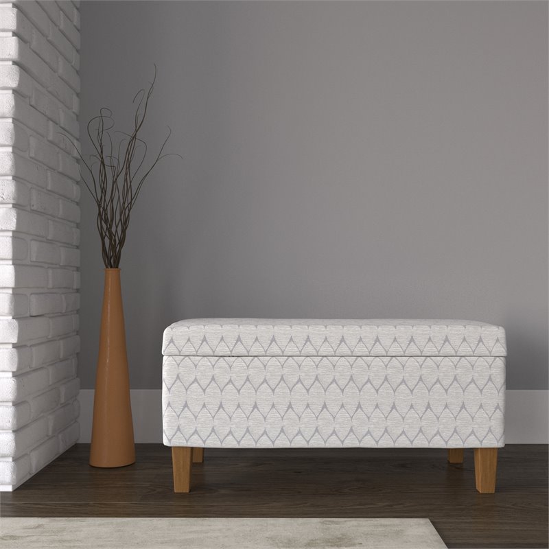 HomePop Transitional Fabric Textured Large Storage Bench in Gray