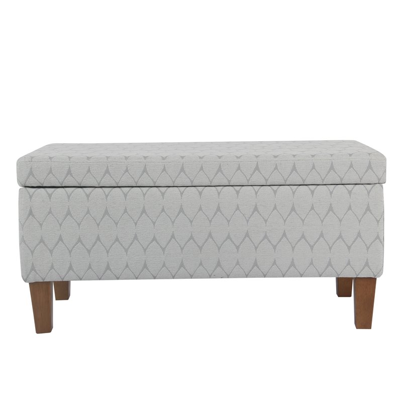 HomePop Transitional Fabric Textured Large Storage Bench in Gray
