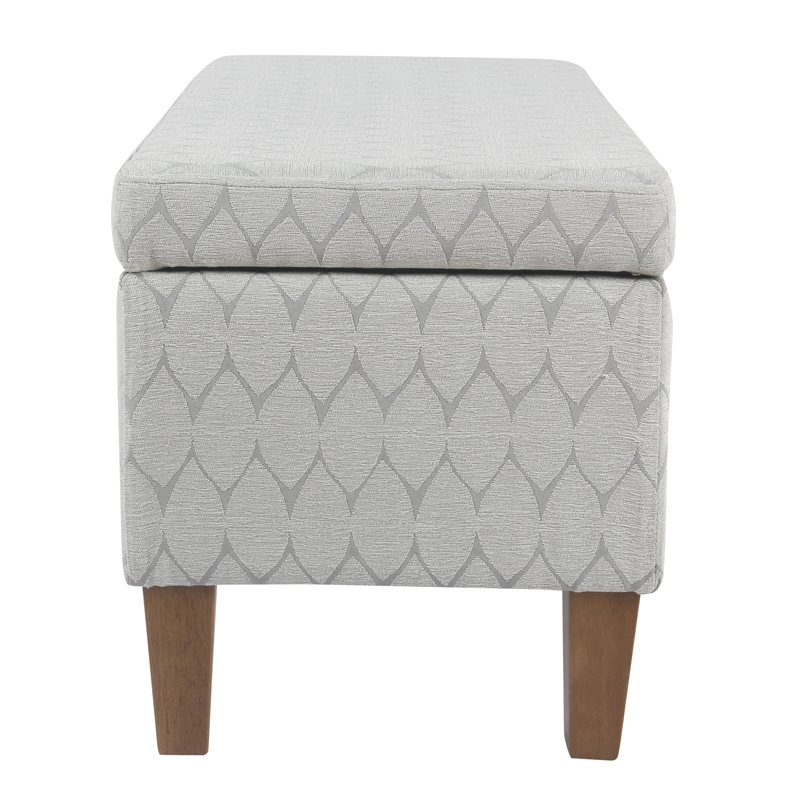 HomePop Transitional Fabric Textured Large Storage Bench in Gray