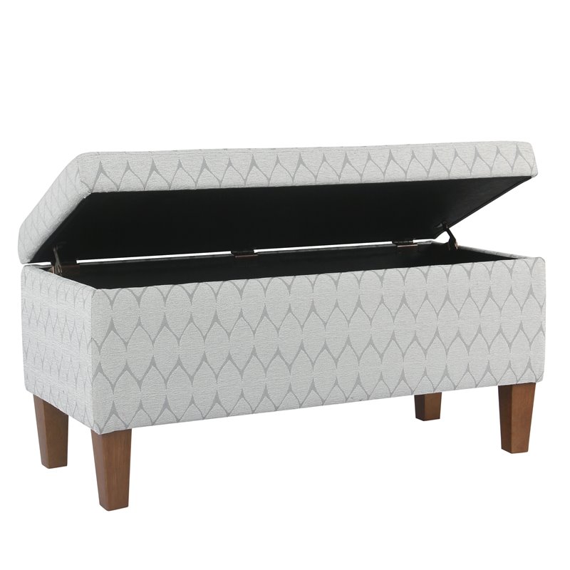 HomePop Transitional Fabric Textured Large Storage Bench in Gray